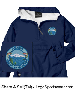 Men's Charles River 3/4 Zip Hooded Pullover Design Zoom